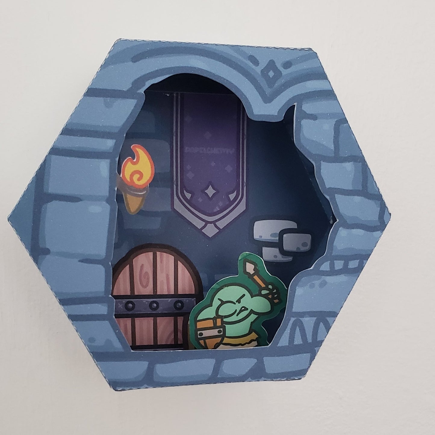 PDF FILE, Papelchemy Printable Blue Dungeon Hex Display Shelf