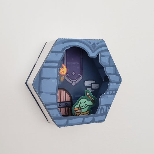 PDF FILE, Papelchemy Printable Blue Dungeon Hex Display Shelf