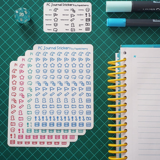 Playable Character Journal stickers for TTRPG