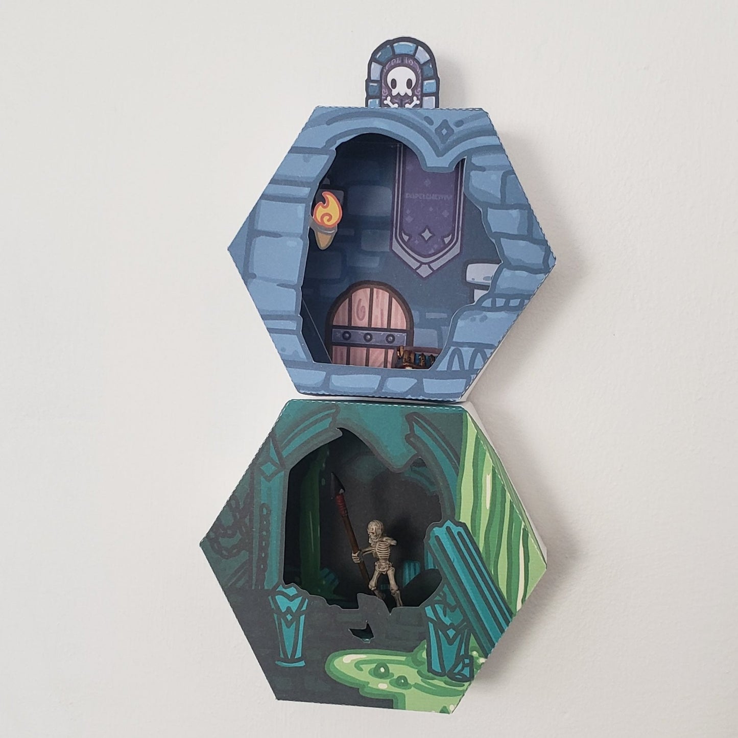 PDF FILE, Papelchemy Printable Blue Dungeon Hex Display Shelf